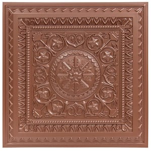 Copper 2 ft. x 2 ft. Decorative Spanish Floral Design Lay In/Glue Up Drop Ceiling Tiles (48 sq. ft./Box)