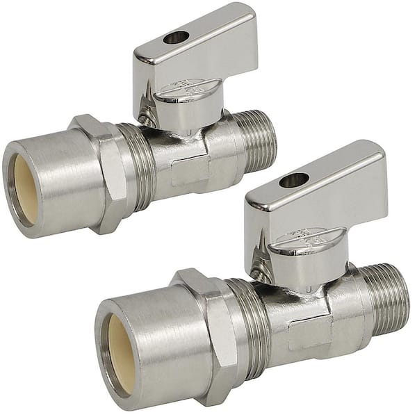 1/2 in. CPVC x 3/8 in. OD COMP Quarter Turn Straight Compact Supply Stop valve Lead Free Chrome Plated Brass 2 Pack