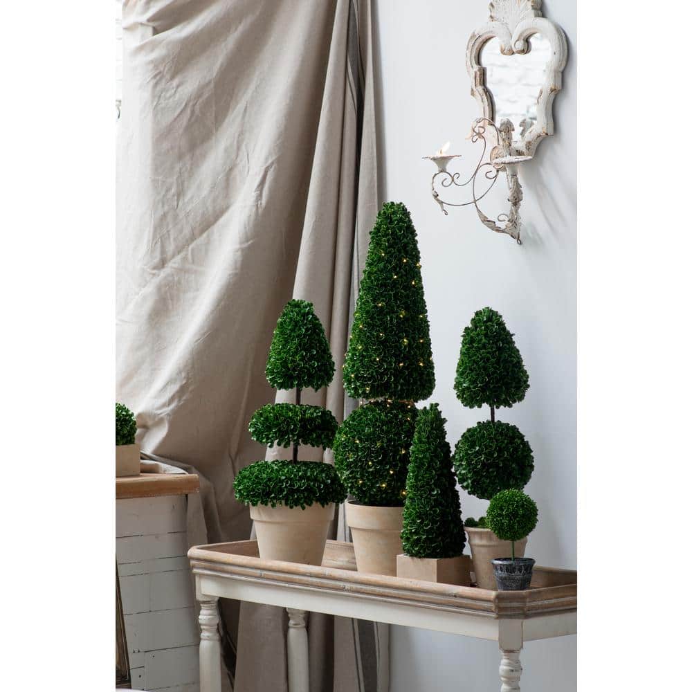 Evergreen Elegance 24" Outdoor Boxwood Topiary in Potted Design