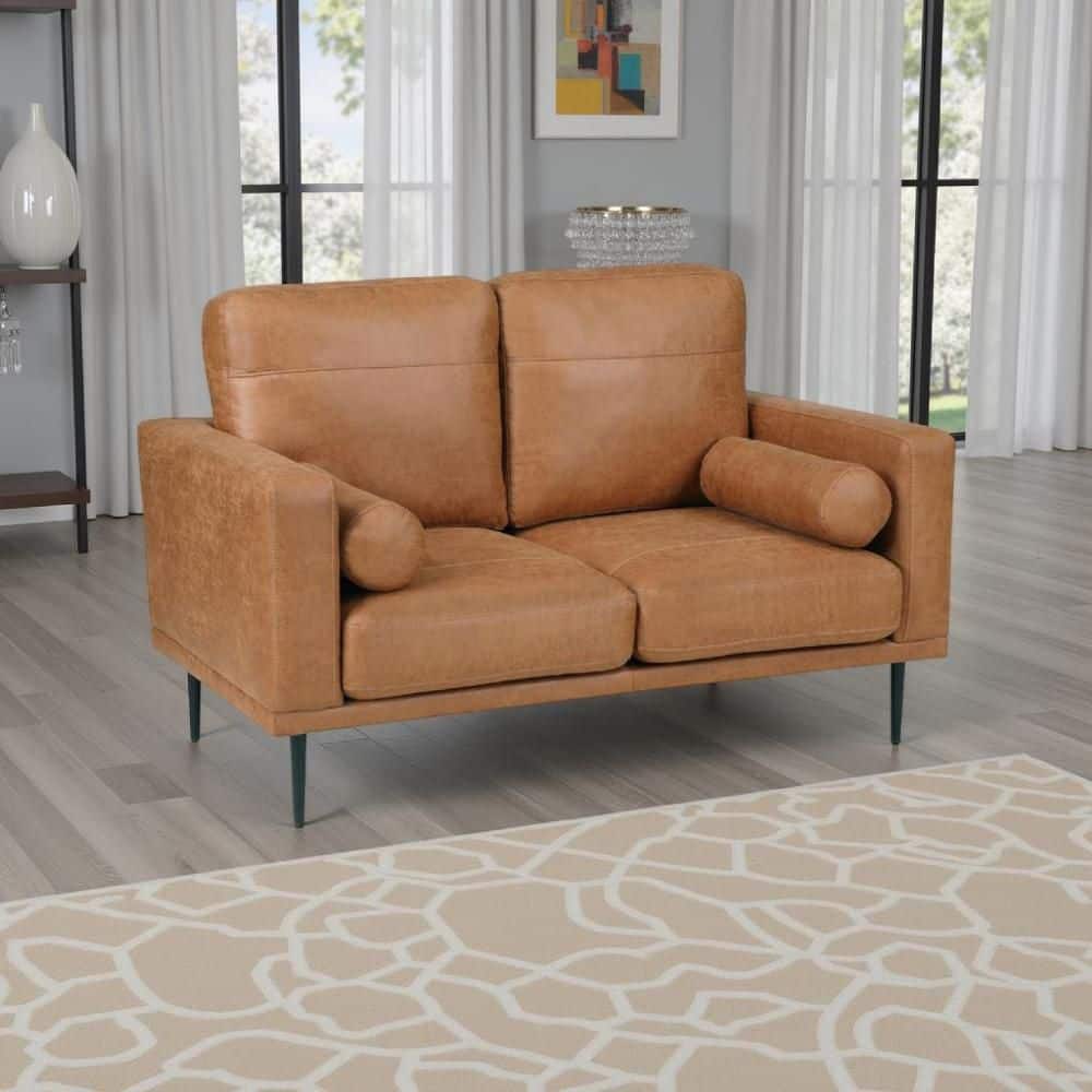 Coxi 36 in. Microfiber 2-Seater Loose Back Loveseat in Brown and Black price history on PriceWatchPro
