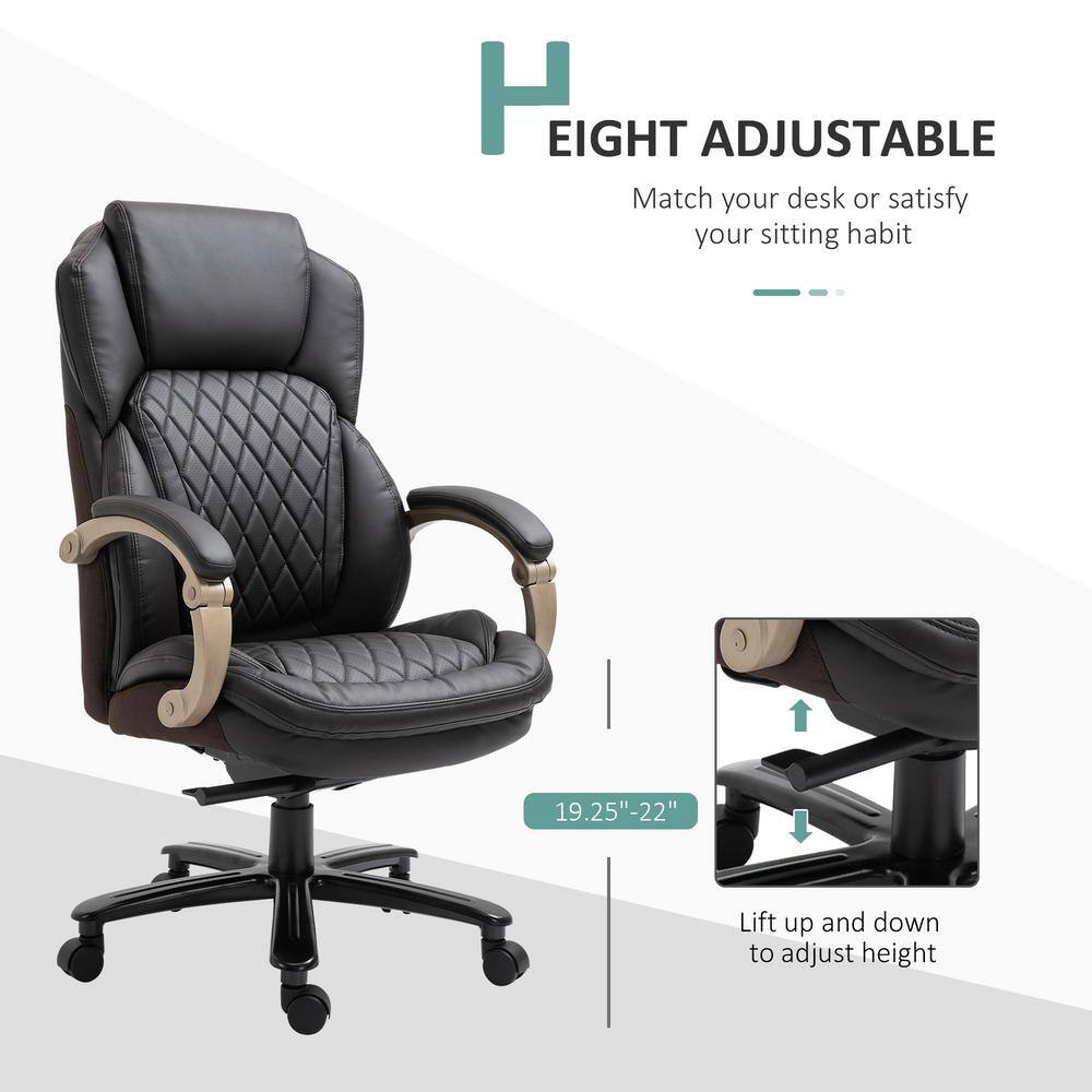 Brown High Back Leather Executive Swivel Chair with Adjustable Arms