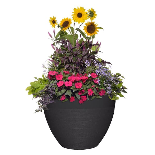 22 in. Decatur Black Resin Planter