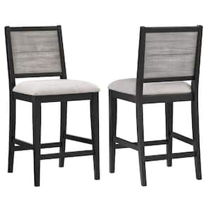 Elodie Dove Gray and Black Fabric Padded Seat Counter Height Dining Chair Set of 2
