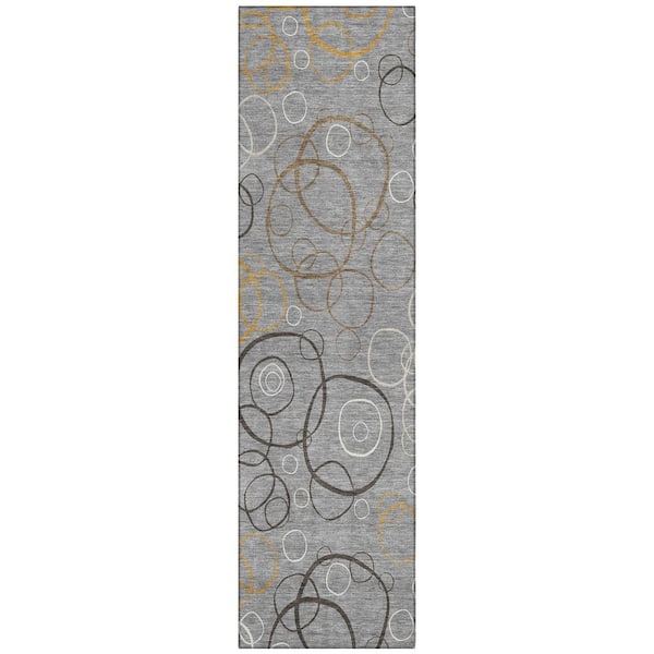 Chantille Machine Washable Indoor/Outdoor Abstract ACN2408 Gray 2 ft. x 7 ft. Runner Rug