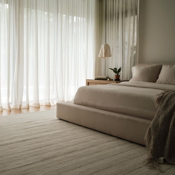 Vestry Striped Wool Ivory 10 ft. x 14 ft. Indoor/Outdoor Patio Area Rug