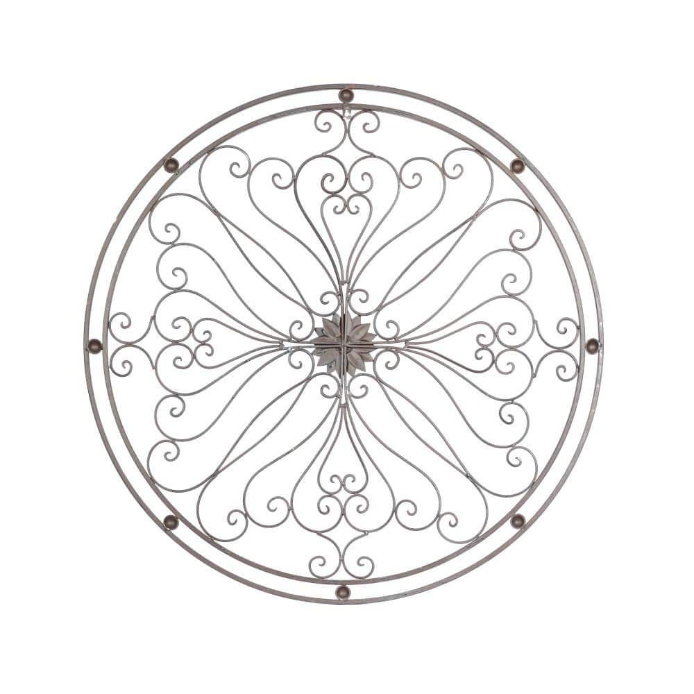 Bronze Radial Scroll Round Metal Wall Sculpture, 40"