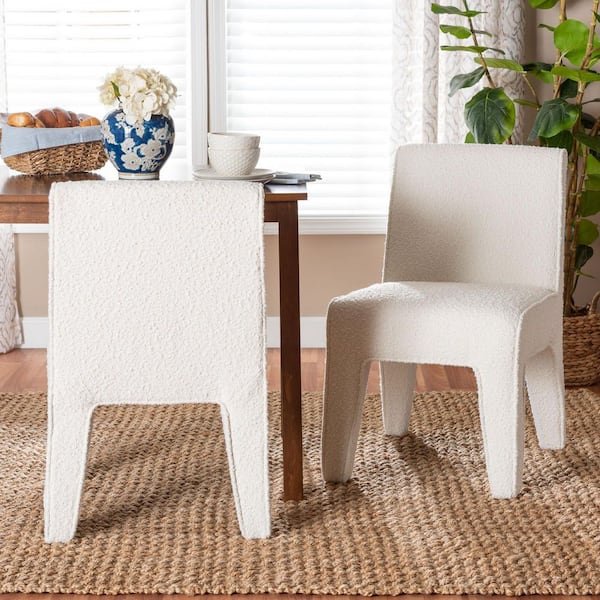 Helios Cream Fabric Upholstered Dining Chair (Set of 2)