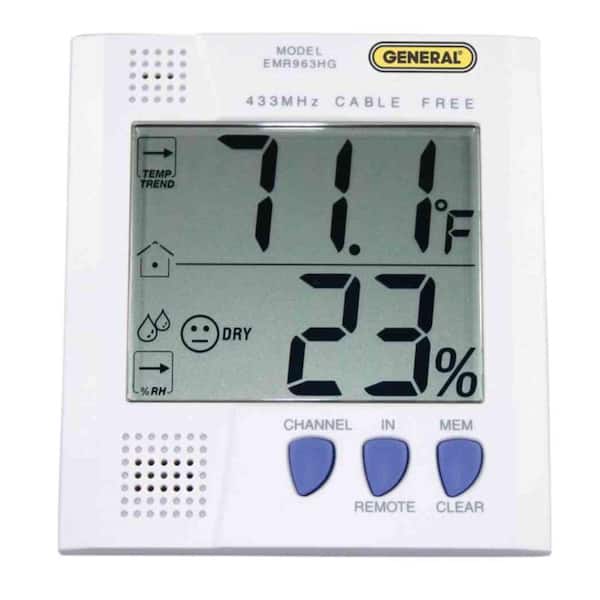 General Tools Wireless Digital Thermo-Hygrometer with 1 Remote Sensor and 90 ft. Range