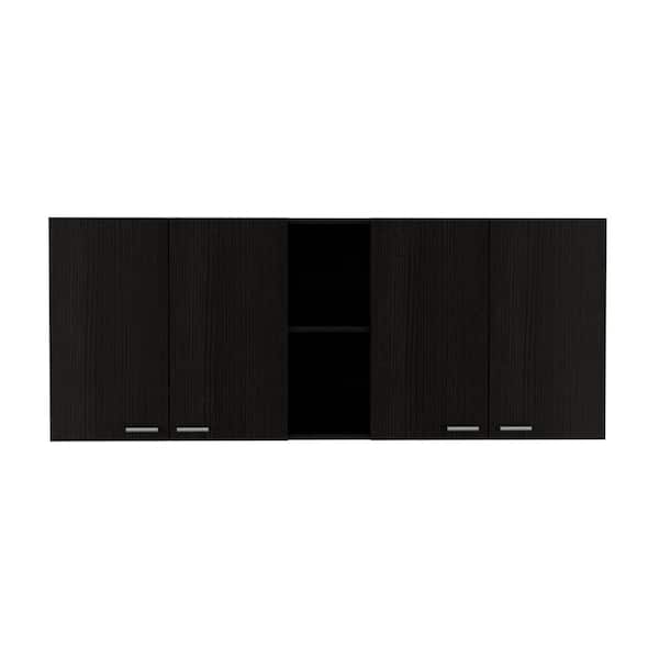 59.05 in. W x 12.40 in. D x 23.62 in. H Bathroom Storage Wall Cabinet in Black
