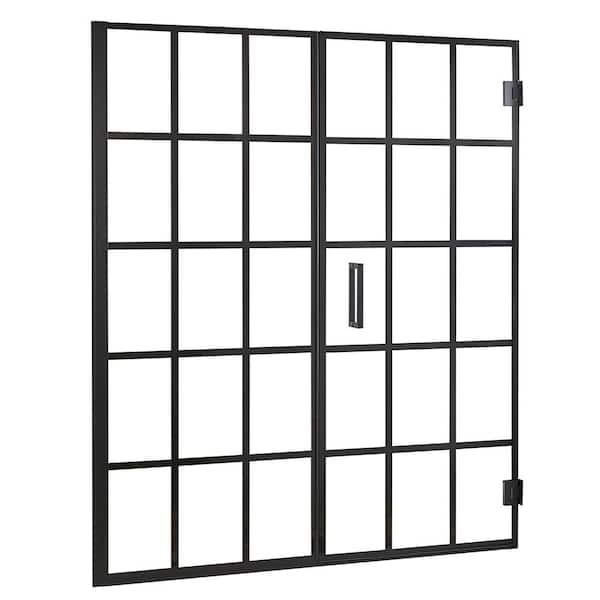 CRAFT + MAIN Marina 48 in. W x 74 in. H Pivot Door and Panel Semi Frameless Shower Door in Matte Black