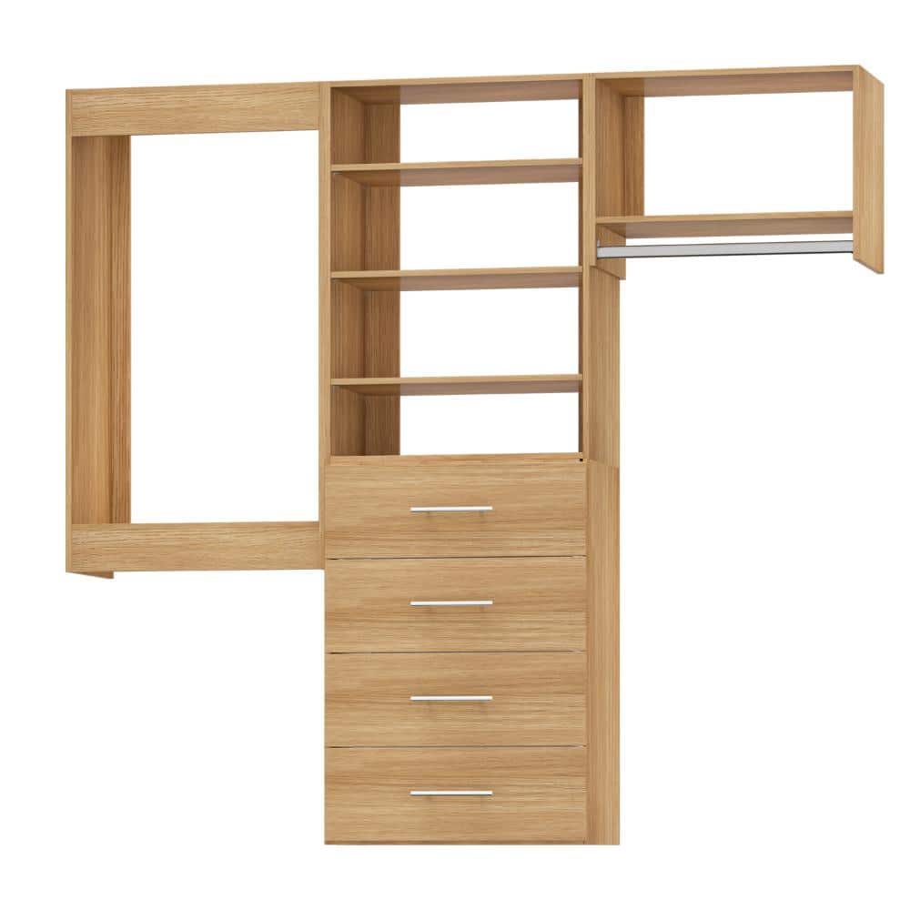 78 in W Wood Modular Closet System Wood Closet Organizer Storage Unit for Clothes Shoes Handbags and Accessories