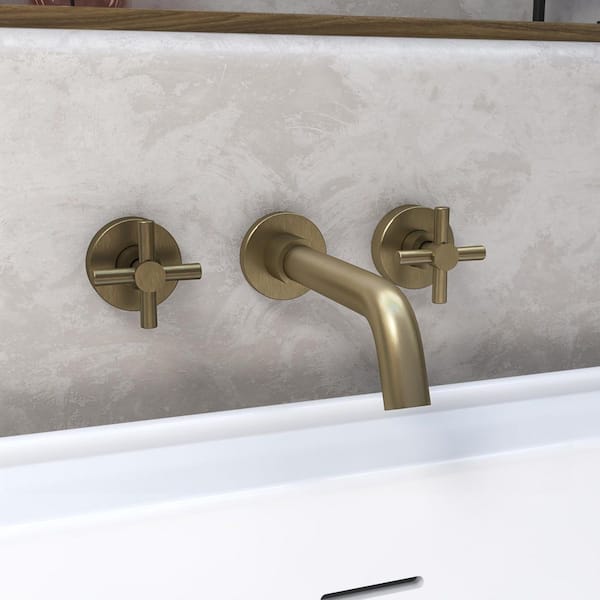 Seneca Double-Handle Wall Mounted Roman Tub Faucet in Brass