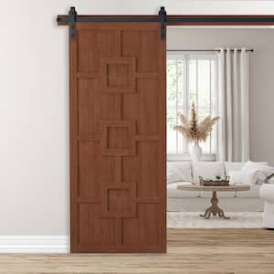 36 in. x 84 in. Mod Squad Coffee Wood Sliding Barn Door with Hardware Kit