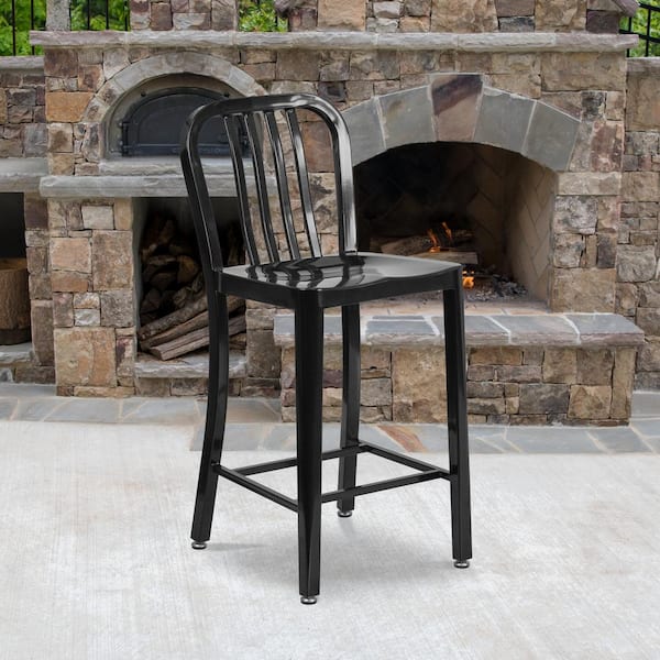 24.5 in. Black Metal Bar Stool