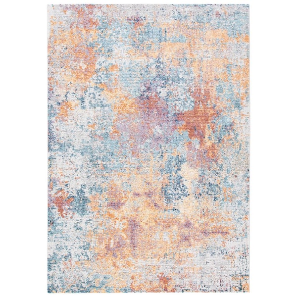 Crystal 9 ft. x 12 ft. Gold/Blue Distressed Marle Area Rug