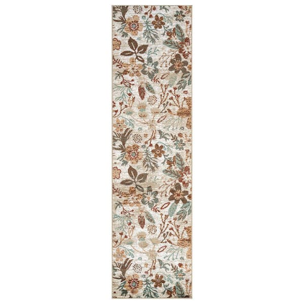 Garden Floral Beige 2 ft. 3 in. x 12 ft. Runner Rug
