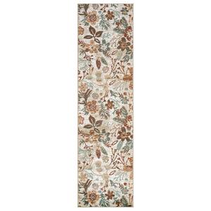 World Rug Gallery Garden Floral Beige 2 ft. 3 in. x 12 ft. Runner Rug ...