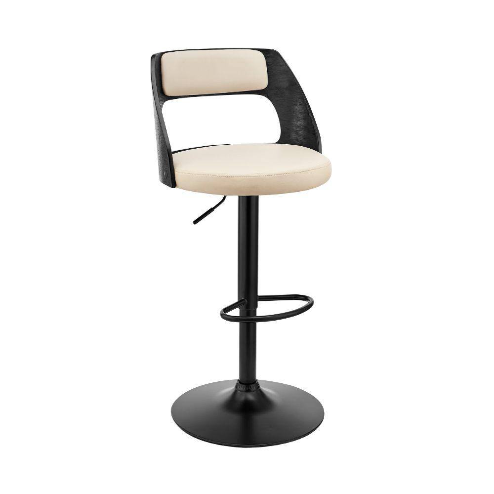 Benjara 44 in. Black and Cream Metal Framed Adjustable Barstool with Open  Design Wooden Back BM270025 - The Home Depot