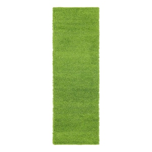 Solid Shag Grass Green 2' 0 x 6' 5 Area Rug