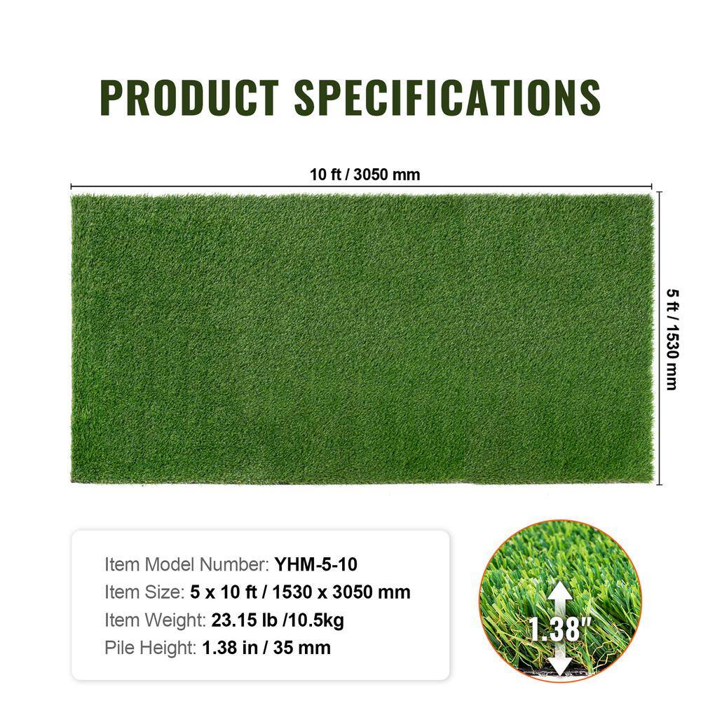 VEVOR 5 x 10 ft Green Artificial Grass Turf with Drainage Holes