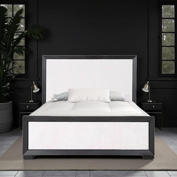 Benjara Kizie White Wood Frame King Size Panel Bed BM333605 - The