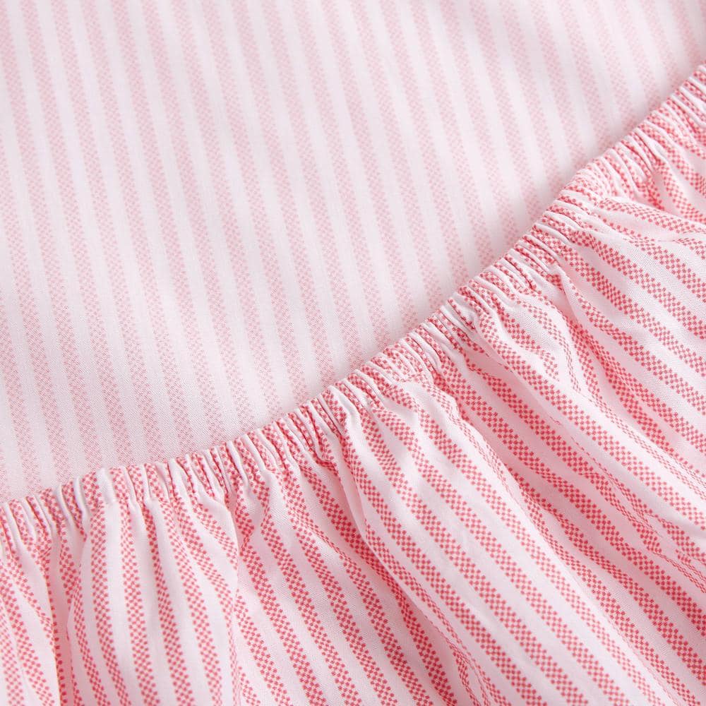 Twin Pink Stripe Cotton Percale Sheet Set
