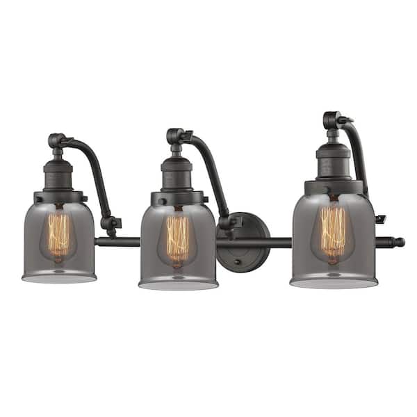 Bell 28 in. 3-Light Oil Rubbed Bronze Vanity Light with Glass Shade