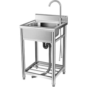 22 in. D x 19 in. W Freestanding Stainless Steel Laundry/Utility Sink with Hot and Cold Faucet