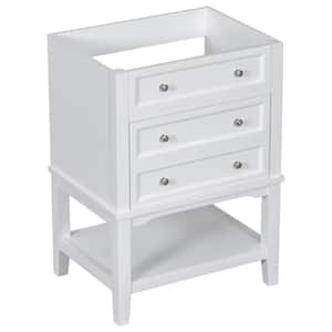 23.6 in. W x 17.9 in. D x 33 in. H Bath Vanity Cabinet without Top in White with Drawer and Open Shelf