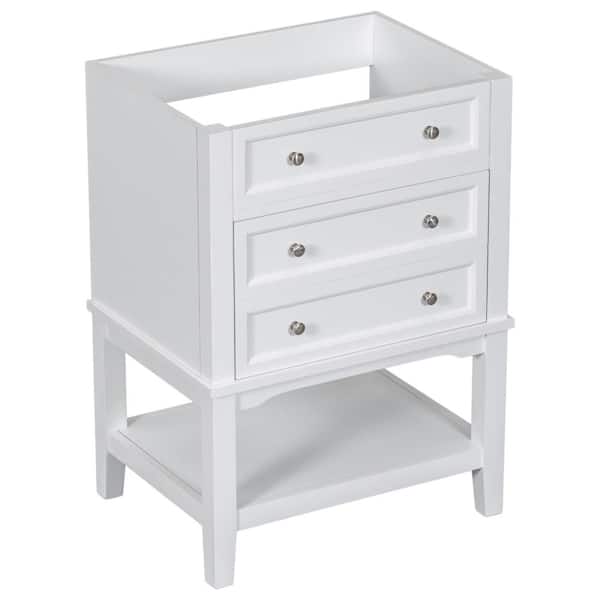 Aoibox 23.6 in. W x 17.9 in. D x 33 in. H Bath Vanity Cabinet without Top in White with Drawer and Open Shelf