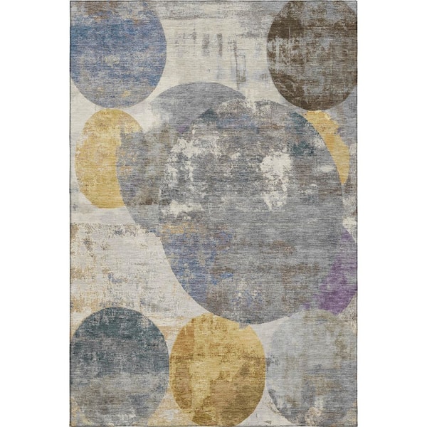 Mayfield Premium Machine Washable Abstract AMF2381 Gray 9 ft. x 12 ft. Area Rug