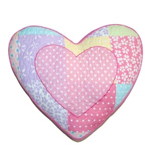 Multi-Color Patchwork Heart Pink Purple Yellow Cotton 17"x15"x3" inches Novelty Embroidered Decor Throw Pillow(set of 1)