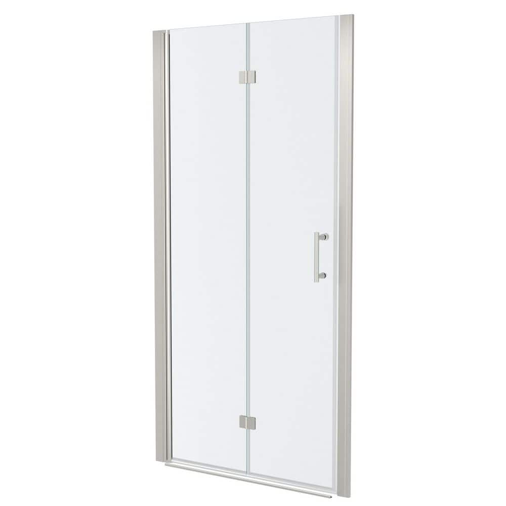37.4 in. W x 72 in. H Frameless Bi-Fold Shower Door in Brushed Nickel with Clear Tempered Glass for Space Saving price history on PriceWatchPro
