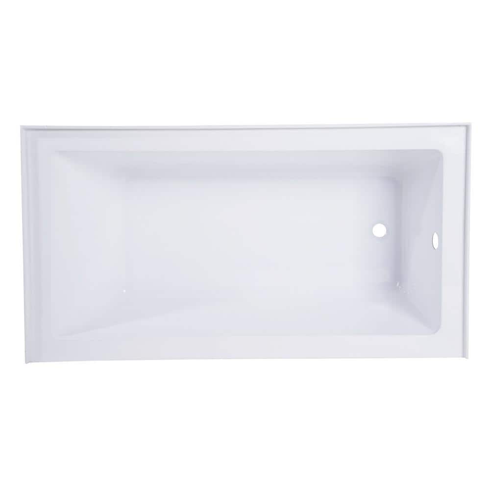 54-Inch White Acrylic Alcove Bathtub with Right Hand Drain