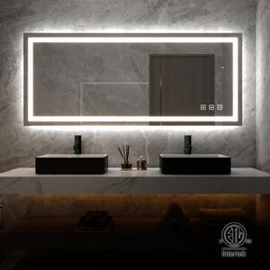 60 in. W x 28 in. H Large Rectangular Frameless LED Light Anti-Fog Wall Bathroom Vanity Mirror Front Light