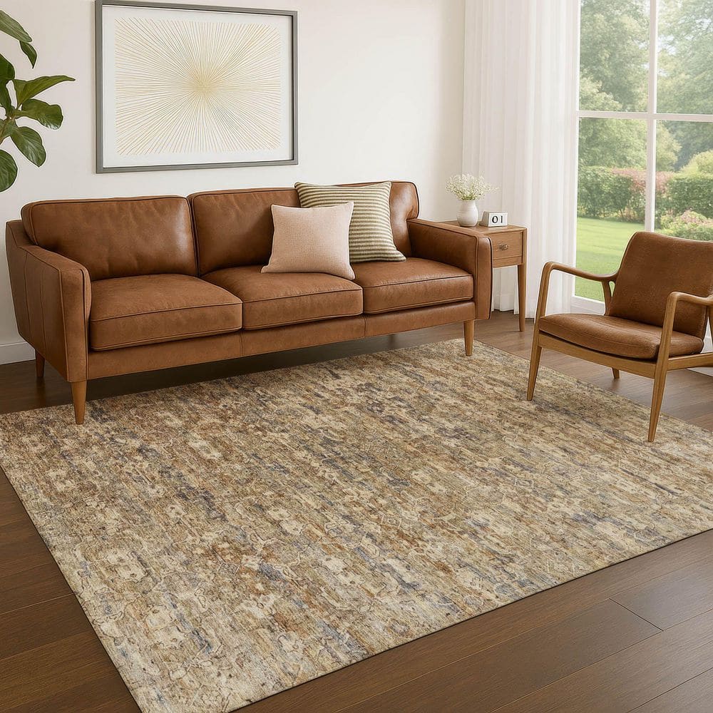 Chantille Machine Washable Indoor/Outdoor Abstract ACN2324 Brown 3 ft. x 5 ft. Area Rug price history on PriceWatchPro