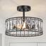 LNC Cristallo Black Modern Coastal Mini Drum Pendant Light 1-Light ...