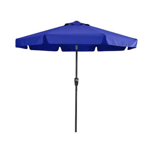 Outdoor Series 9 ft. x 9 ft. Blue with Brown Valance Patio Umbrella for Outdoor Table Market