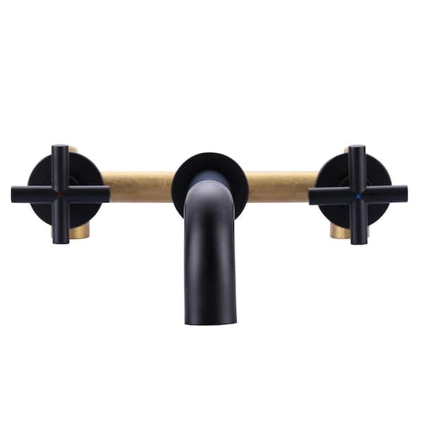 ALEASHA 2-Handle Wall-Mount Roman Tub Faucet in Matte Black