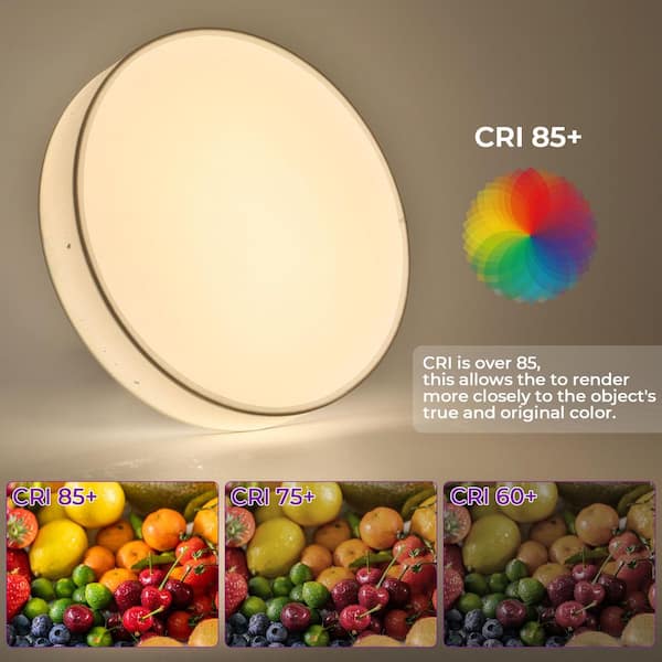 TOZING 15 in. Modern White Round Satin Integrated LED Flush Mount