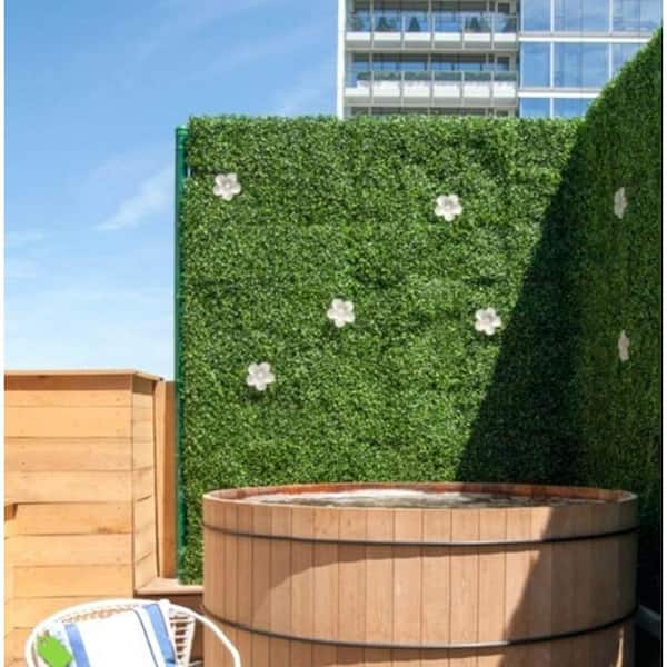 Ejoy Gorgeous Home in Greenery Panels with Azalea White Artificial Boxwood Hedge 20 in. x 20 in. (6-Piece)