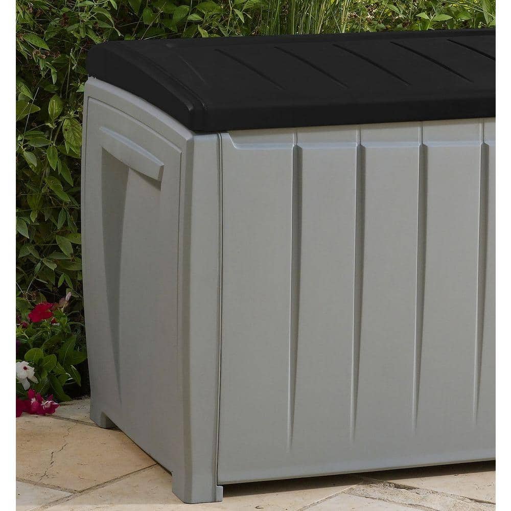 Keter 90 Gallon Black and Gray Lockable Plastic Deck Box