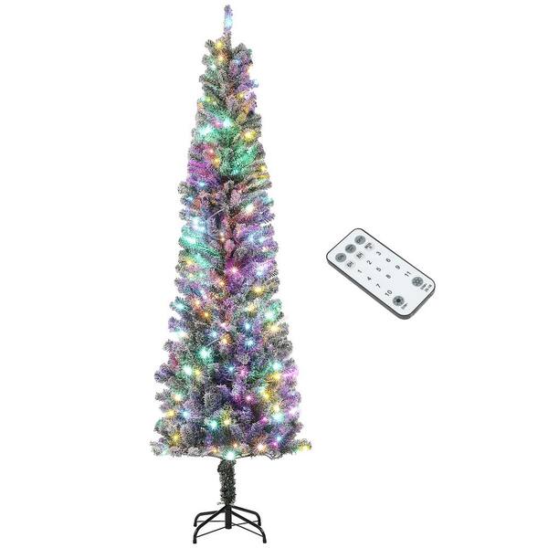 Huluwat 7.5 ft. Green Pre-Lit Artificial Christmas Tree with 220 Dual Color LED Lights and 519 Branch Tips