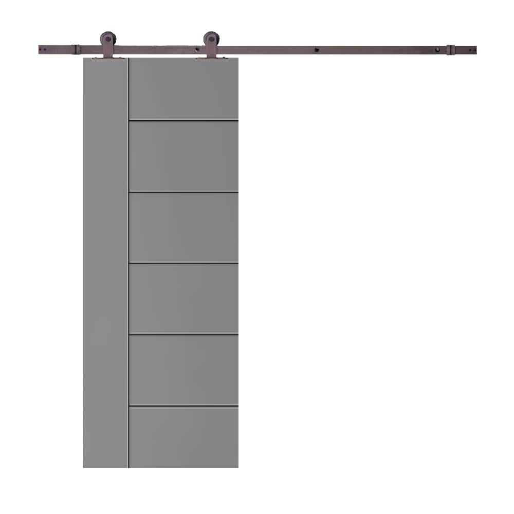 CALHOME Modern Classic 24 In X 80 In Light Gray Stained Composite MDF   Light Gray Calhome Barn Doors Tsq05 Orb Panel Bk 80x24sg 64 1000 