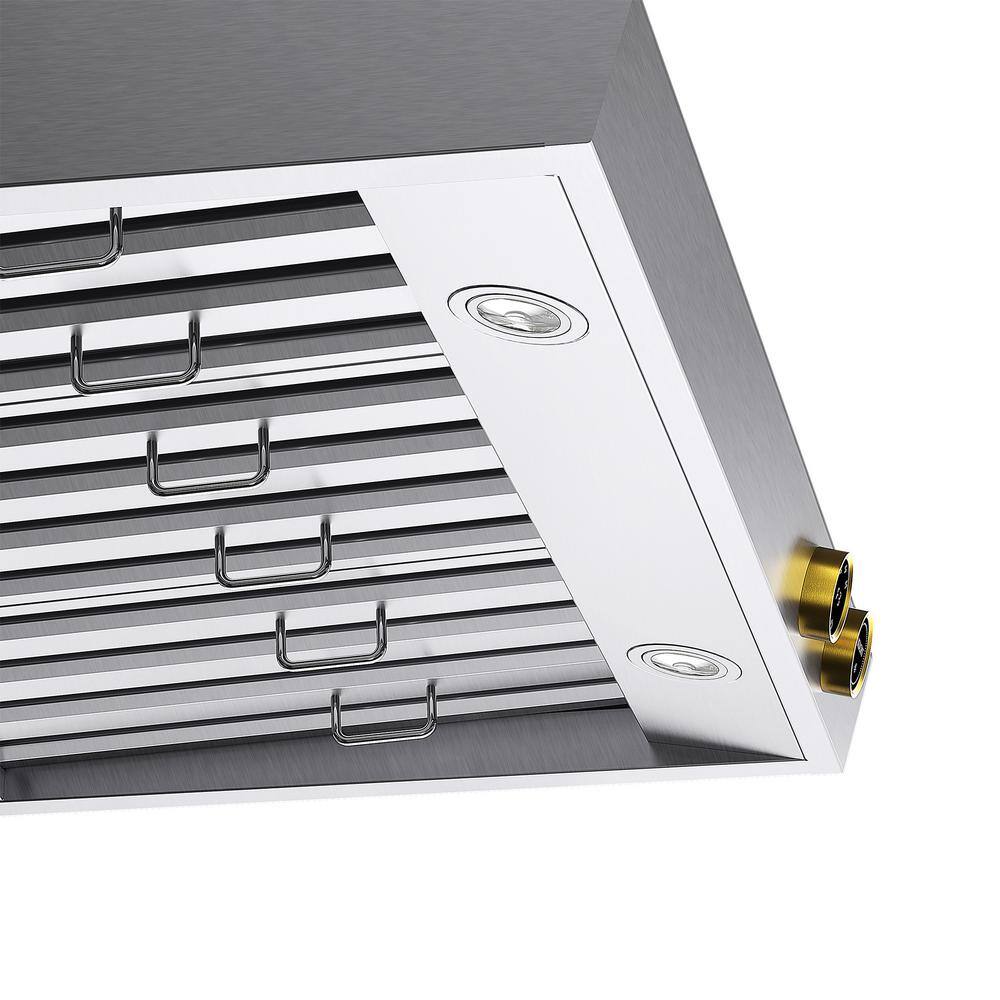 36-Inch Stainless Steel Under Cabinet Range Hood with Gold Accents