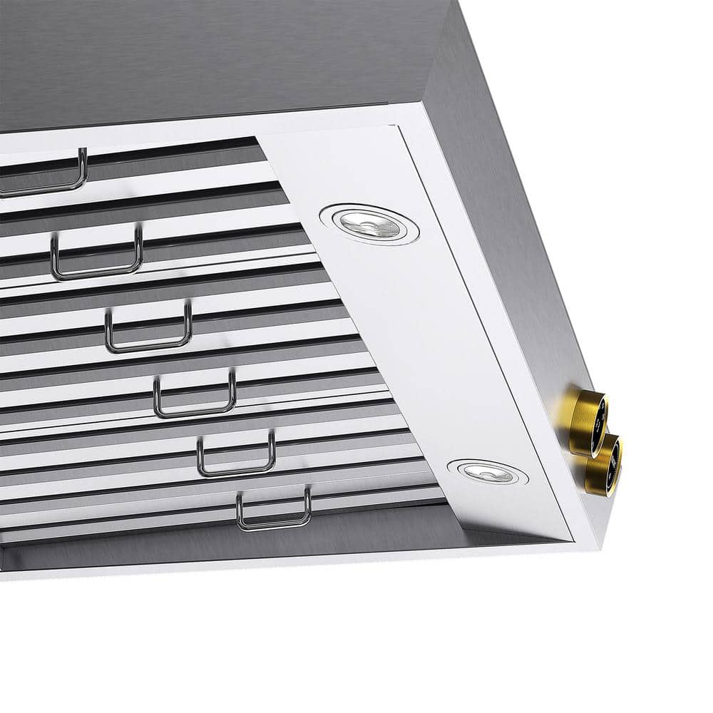 36" Stainless Steel Wall Mounted Range Hood with Gold Accents