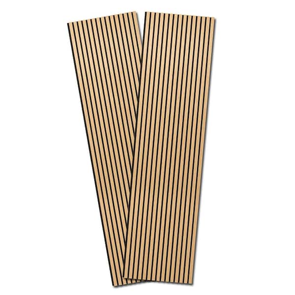 Art3dwallpanels 4/5in. x 7-7/8ft. x 2ft. Yellow Wood Finish Acoustic MDF Decorative Wall Paneling, Fluted Sound Absorbing Panel, 2 PCS