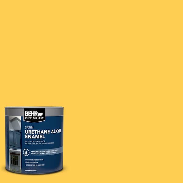 BEHR PREMIUM 1 qt. #T16-05 Canary Diamond Satin Enamel Urethane Alkyd Interior/Exterior Paint
