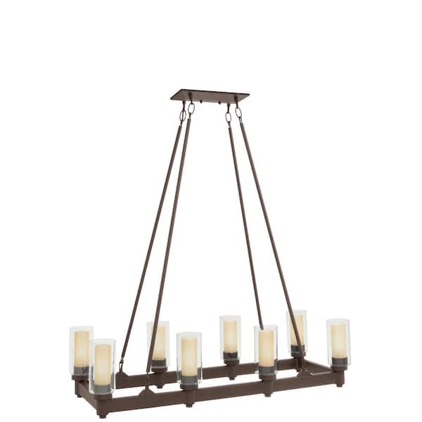 KICHLER Circolo 36.25 in. 8-Light Olde Bronze Contemporary Shaded Linear Chandelier for Dining Room