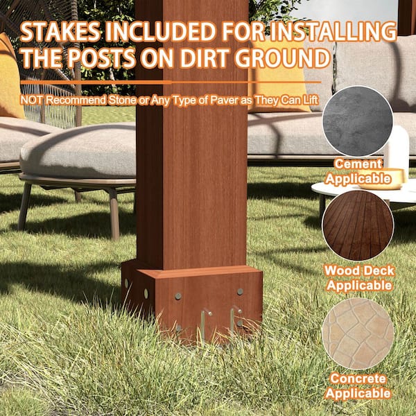 14 ft. W x 12 ft. D Cedar Wood Patio Pergola Shade Structure for Outdoor, Brown